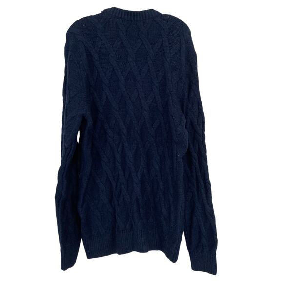 Abercrombie Navy Blue Merino Wool Blend Cable Knit Sweater Sz XL - Picture 6 of 7